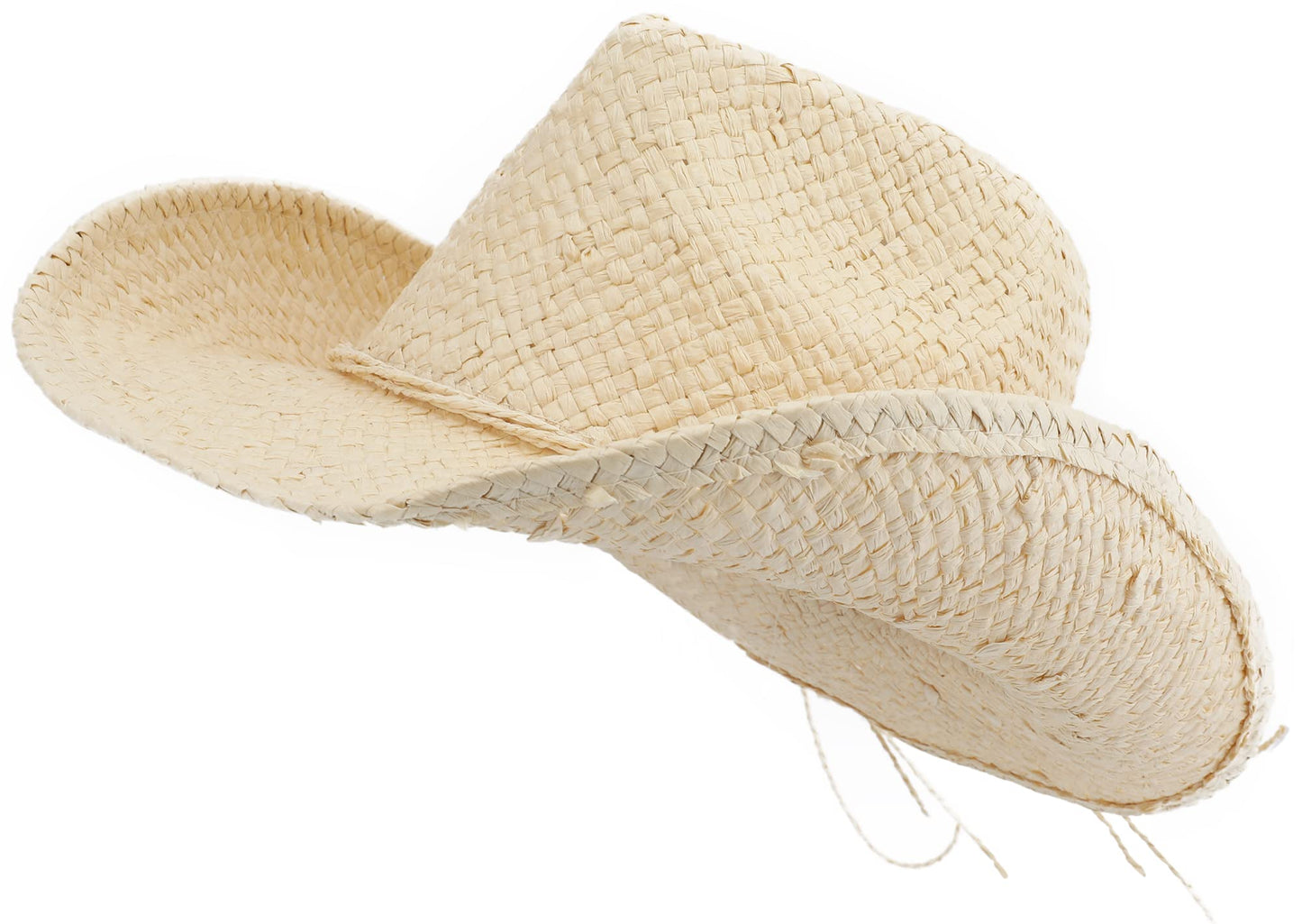 Melesh Adult Sun Straw Women Men Cowgirl Western Cowboy Hat Colored (Cream)