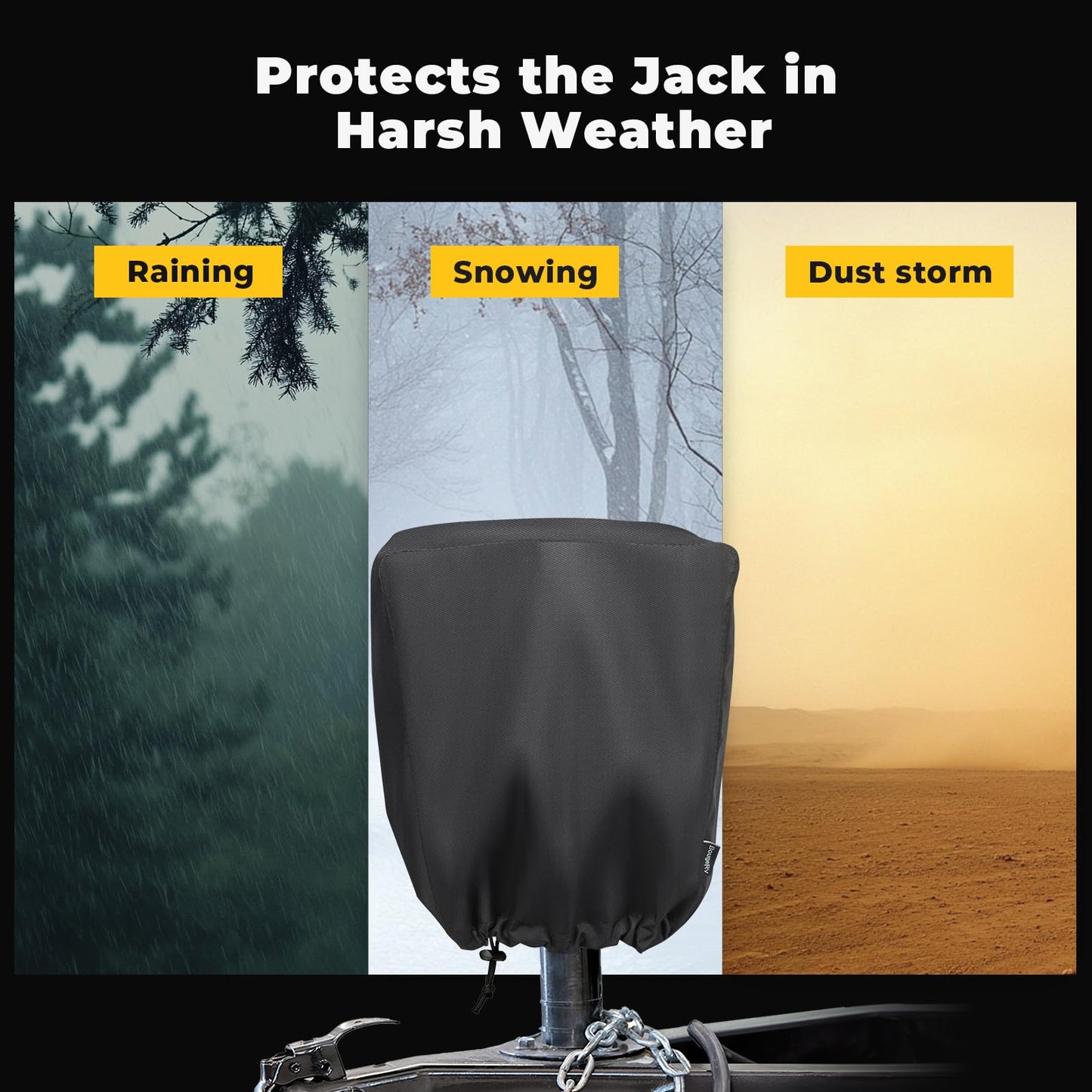 Electric Tongue Jack Cover, BougeRV 600D Universal Trailer RV Electric Tongue Jack Protective Cover (Size 14″H x 5″W x 10″D)…