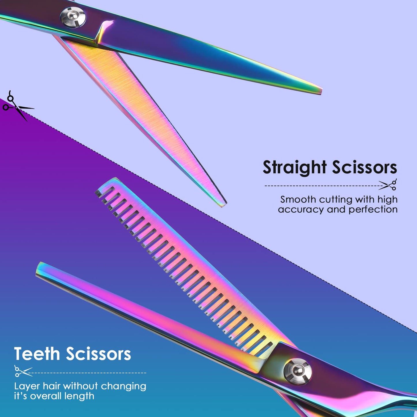Lictin Hairdressing Scissors Thinning Scissors Set - 6.0 inch + Presentation Case/Box + Black Comb + Thinning Hair Comb + Black Hair Clip