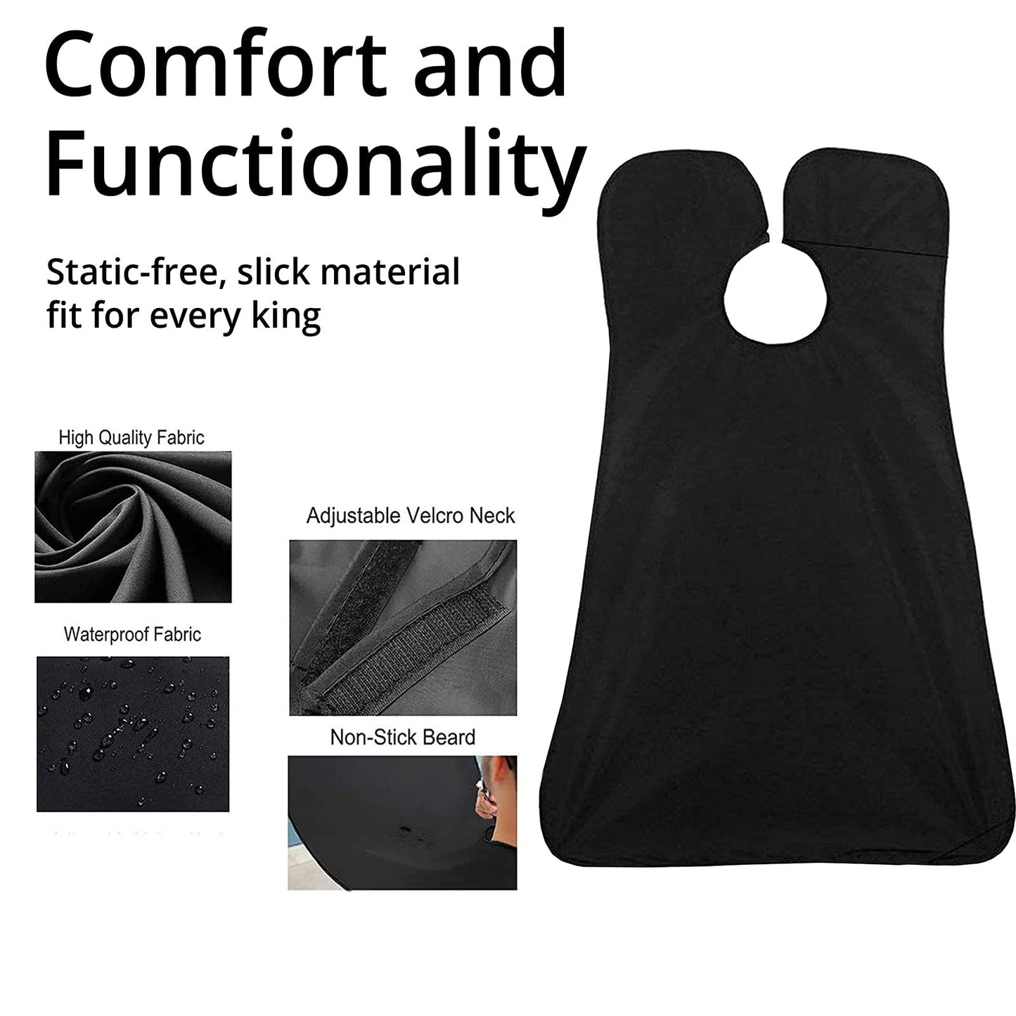 Beard Trimming Catcher Beard Bib Birthday Gifts For Men For Men With 2 Suction Cups Waterproof Non-Stick For Shaving And Trimming Grooming Accessories(Black)