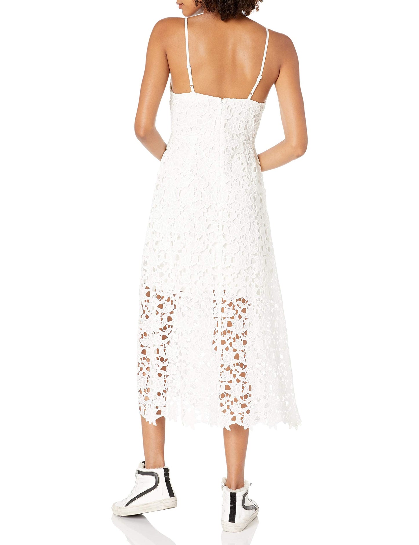 ASTR the label womens Sleeveless Lace Fit & Flare Midi Dress, White, X-Small US