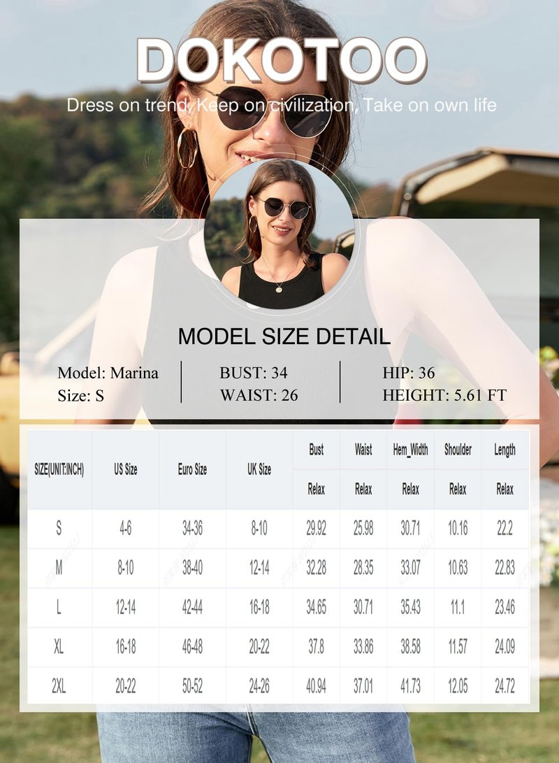 Dokotoo Ribbed Tank Tops for Women Summer Sexy Sleeveless Blouse High Neck Side Ruched Racerback Tops High Neck Slim Fitted Knited Basic Solid Color Royal Blue Shirts Medium
