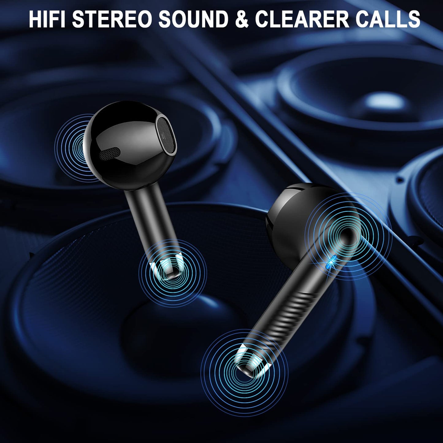 Wireless Earbuds, Bluetooth 5.4 Headphones in Ear with 4 ENC Noise Cancelling Mic, Bluetooth Earbuds 40H Playtime, Ear Buds HiFi Stereo Deep Bass Wireless Earphones, IP7 Waterproof, USB-C Fast Charge