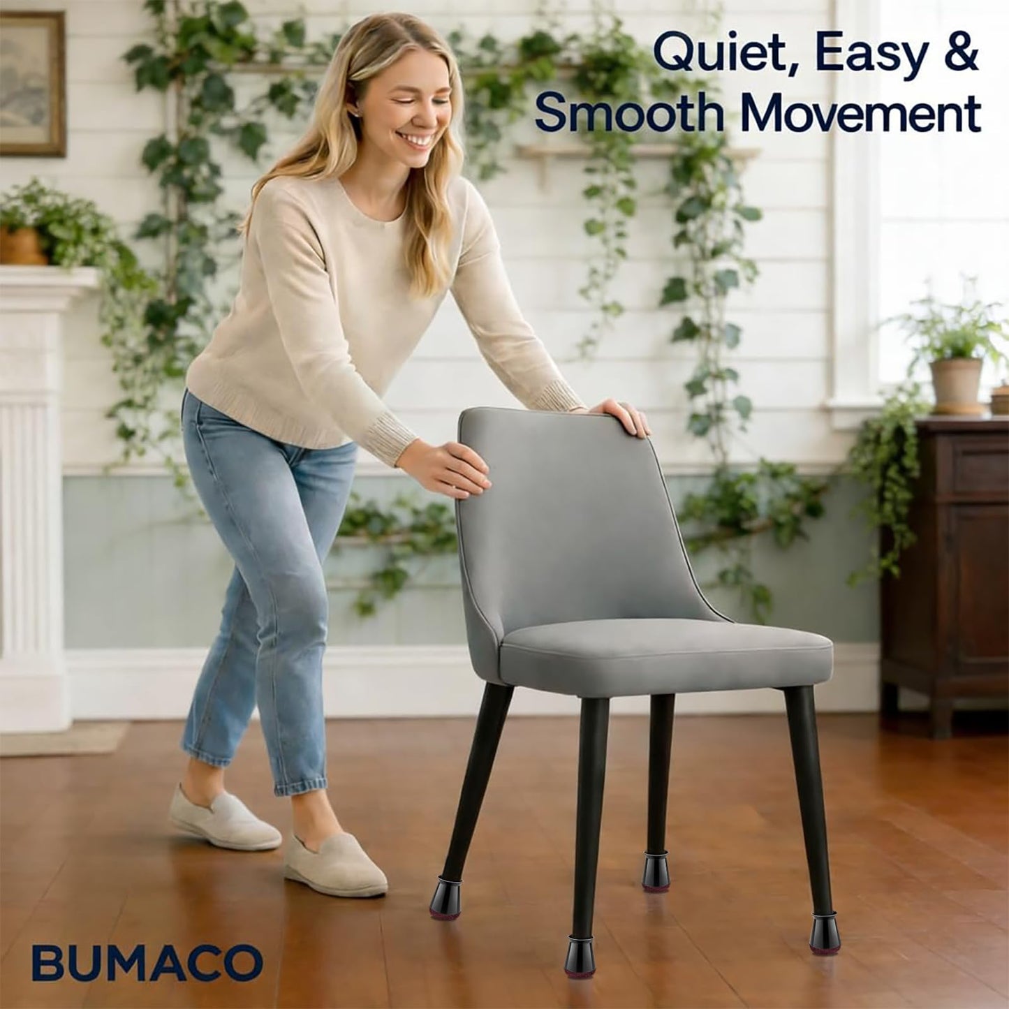 BUMACO Chair Leg Floor Protectors Chair Leg Protectors for Hardwood Floors Silicone Pads Covers to Protect Floors Black-40 Pcs Universal L (1-5/16" to 2")