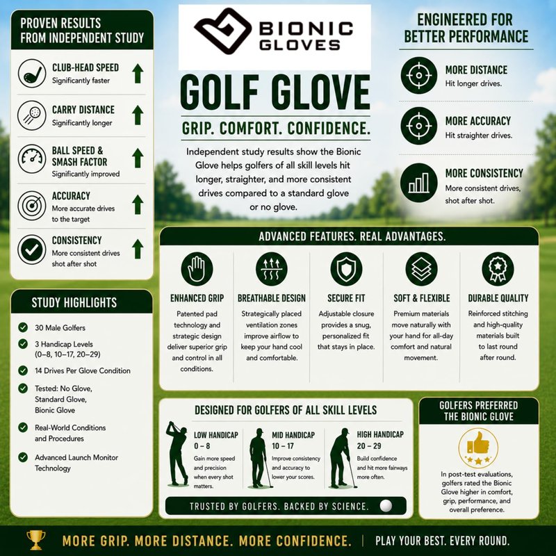 Bionic Men's Performance Grip Pro Premium Leather Golf Glove (Large, Right)