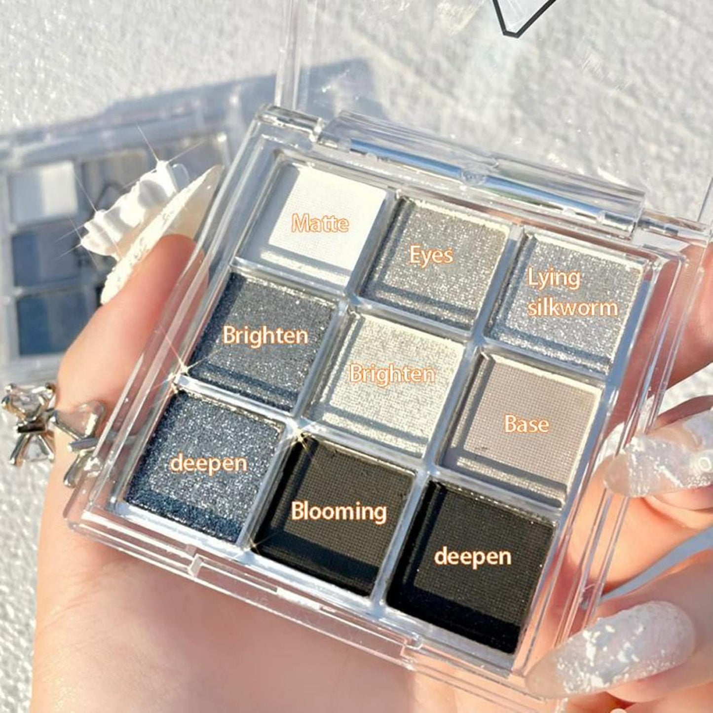 MAEPEOR 9 Colors Eyeshadow Palette Smoky Black Matte Glitter Eyeshadow Longlasting Waterproof Smoky Eye Shadow for Girls and Women (Set 1, Smoky Black)
