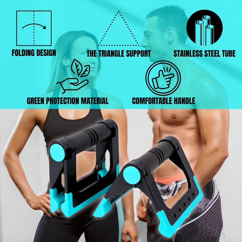 NuFit Portable Pushup Handles for Travel | Travel Push Up Bars for Hotel, Home Floor, and Gym Workouts, Ergonomic & Foldable Non-Slip Fitness Structure that Prevents Wrist & Elbow Strain