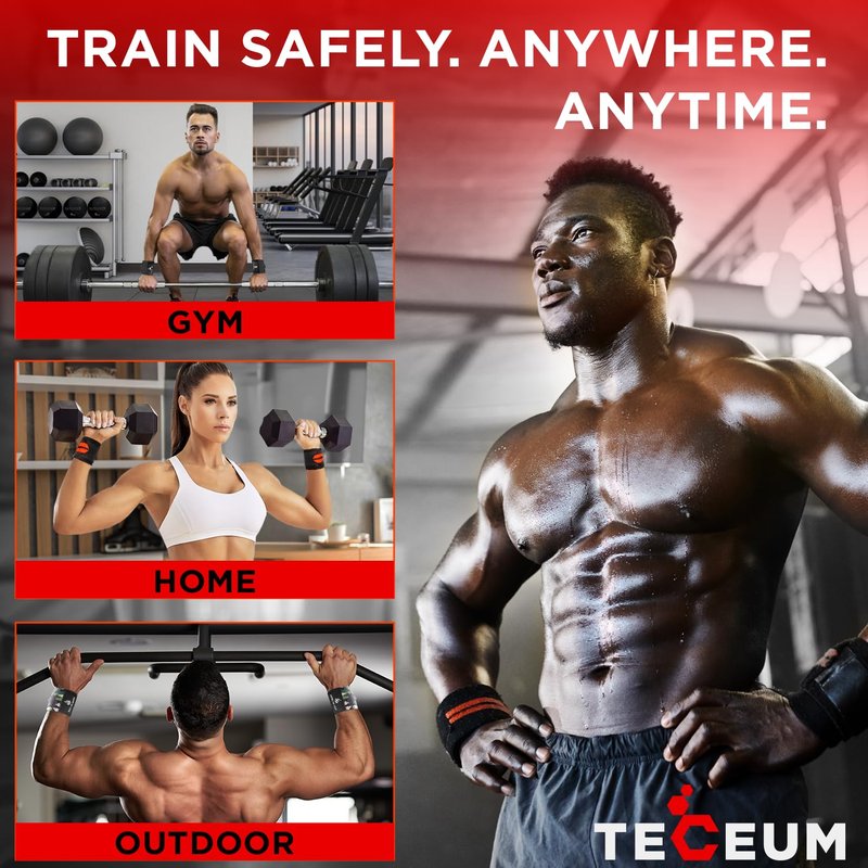 TECEUM Weightlifting Wrist Wraps with Thumb Loop β Black Camo β Arms on Fire β 12 inch β Heavy-Duty Workout Wrist Support & Protection β Ideal for Powerlifting, Strength Training, Bodybuilding