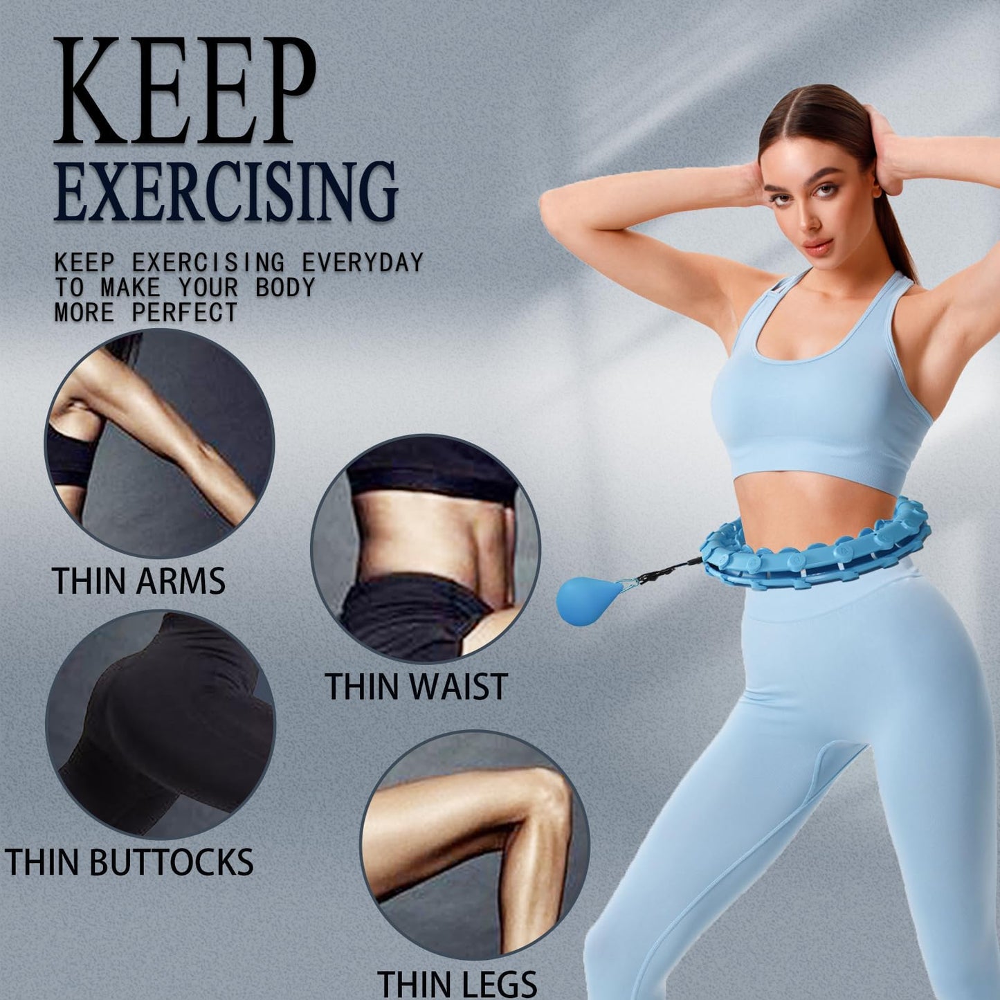 Dumoyi 2025 New Upgraded Smart Weighted Hoop for Adults Weight Loss,Infinity Fitness Hoop Plus Size for Women Smart Exercise Equipment