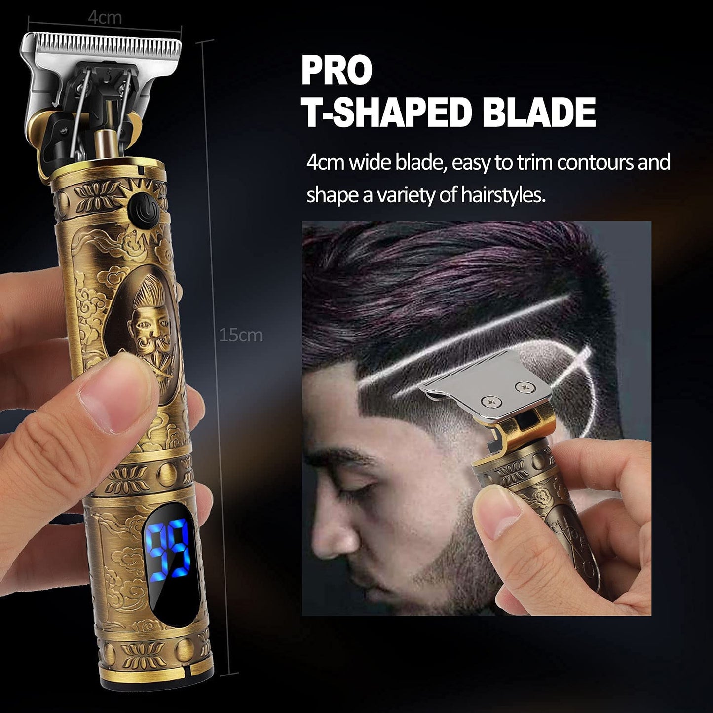 YiLFo Hair Clippers Men Professional Beard Trimmer, Cordless Electric Self Hair Clippers with LCD Screen, Precision Outlining Trimmer-Smooth Clipping, Sharp Shaver-Rechargeable Battery, Gifts for Men