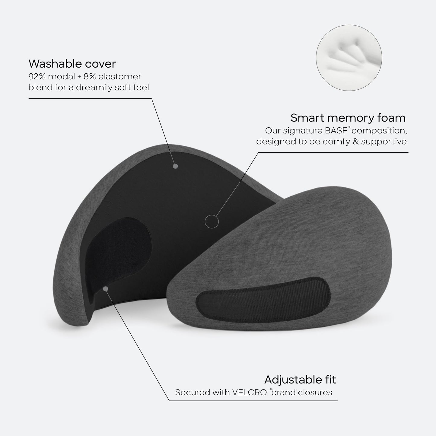 Ostrichpillow Go Neck Pillow - Premium Memory Foam Travel Pillow, 360º Ergonomic Design, Asymmetrical Sides, Travel Bag Included, Washable Modal Cover