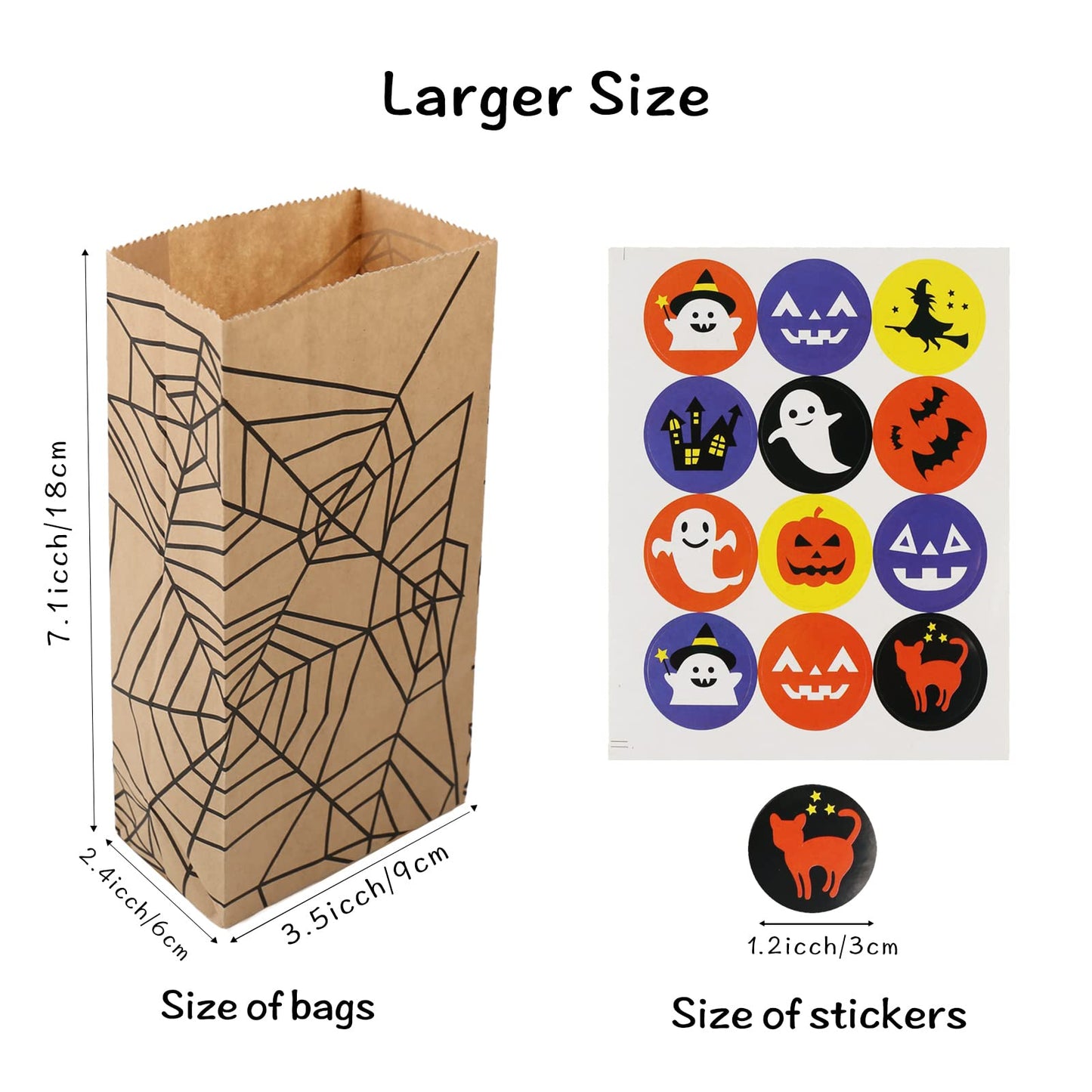 Rulyyo Halloween Trick or Treat Goody Gags Gift Bags, 8 Design, 40 PCS Halloween Treat Bags Party Favor Candy Bags