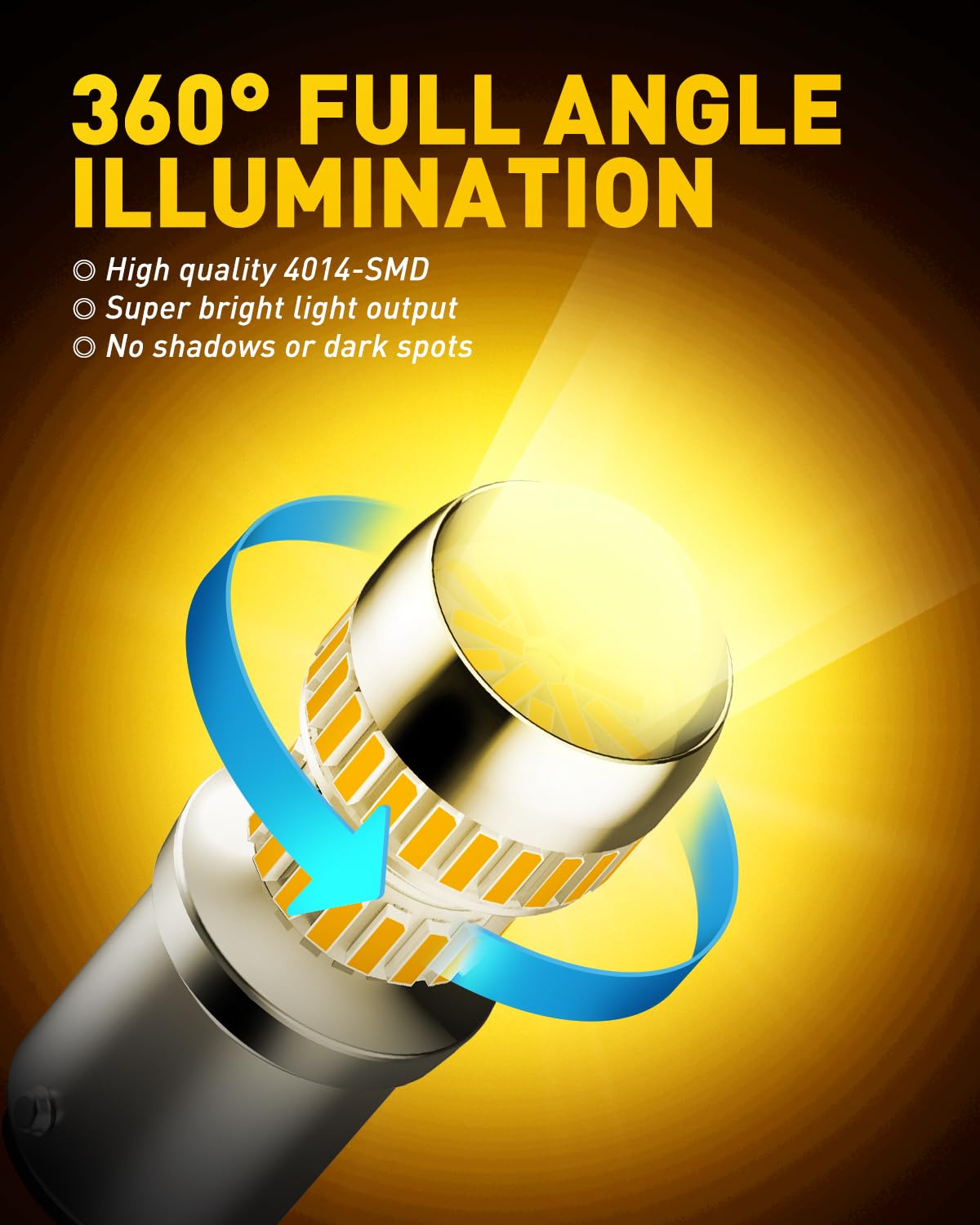 AUXITO Upgraded 1157 LED Bulb Amber Yellow 400% Super Bright 2057 2357 7528 BAY15D LED Replacement Light Kit for Front Rear Turn Signal Light Blinker Parking DRL Tail Lights, Pack of 2