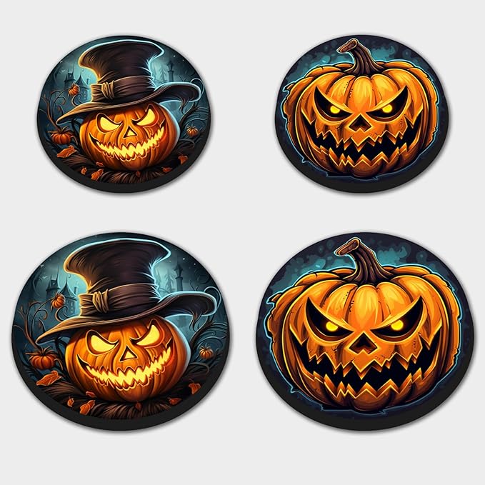 Halloween Pumpkin Electric Stove Burner Covers,4 Pcs Pumpkin Halloween Decor Round Stove Burner Covers,8 Inches and 10 Inches,Gas Stove Burner Cover,Metal Cooktop Halloween Decorative,Kitchen Decor