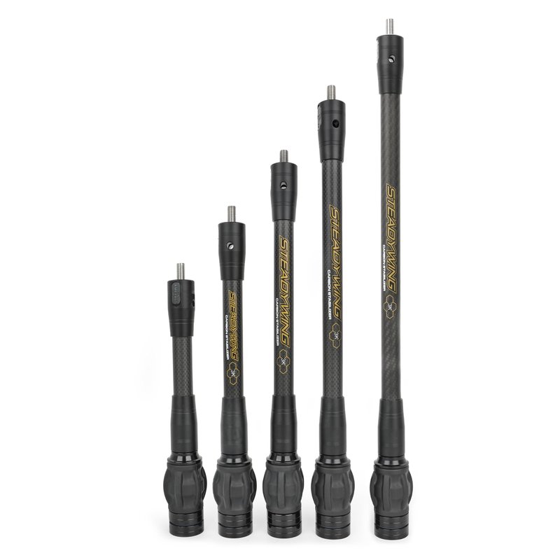 AMEYXGS Archery Bow Stabilizer for Compound Bow, 3K Carbon Fiber 6", 8", 10", 12" 15" Rods, Damping System, Weights Kit, Single Side V-Bar Mount,Quick Disconnect (15″)