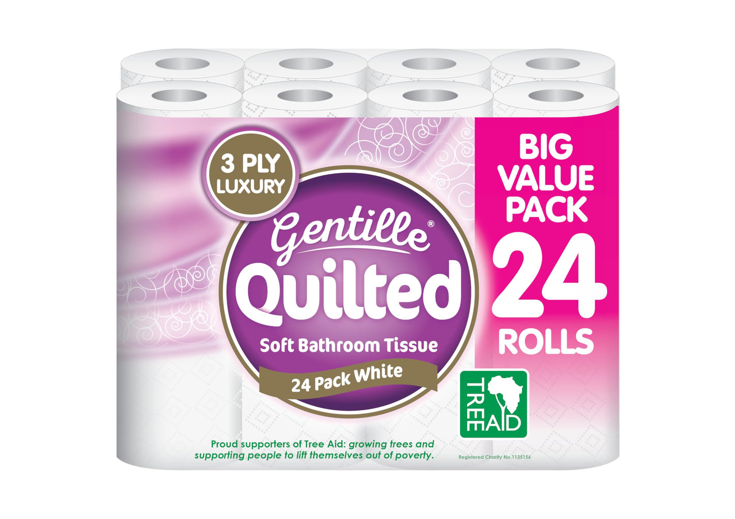 Gentille Quilted Bathroom Tissue Rolls | Luxury 3-Ply Toilet Paper Soft, Strong & Sustainable | UK Made (48)