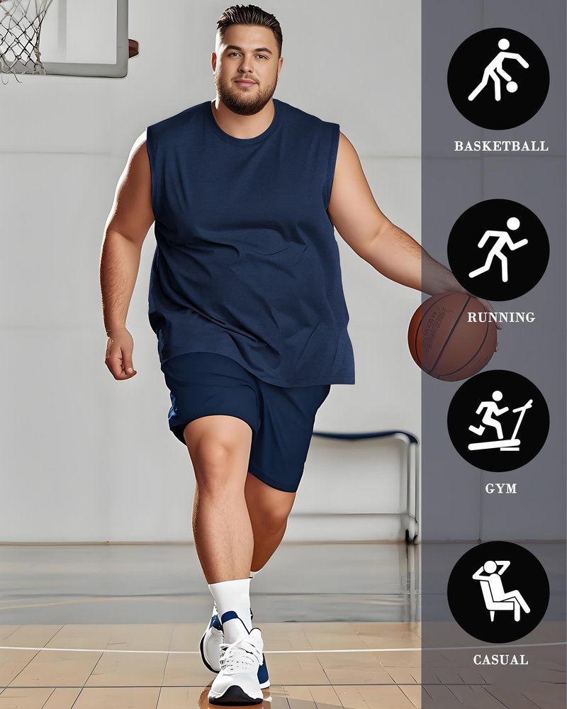 Taiyin 3 Pack Men's Big and Tall Tank Tops Quick Dry Muscle Workout Sleeveless T Shirts Summer Gym Active Undershirts(Black, Gray, Navy Blue,2X-Large Big Tall)