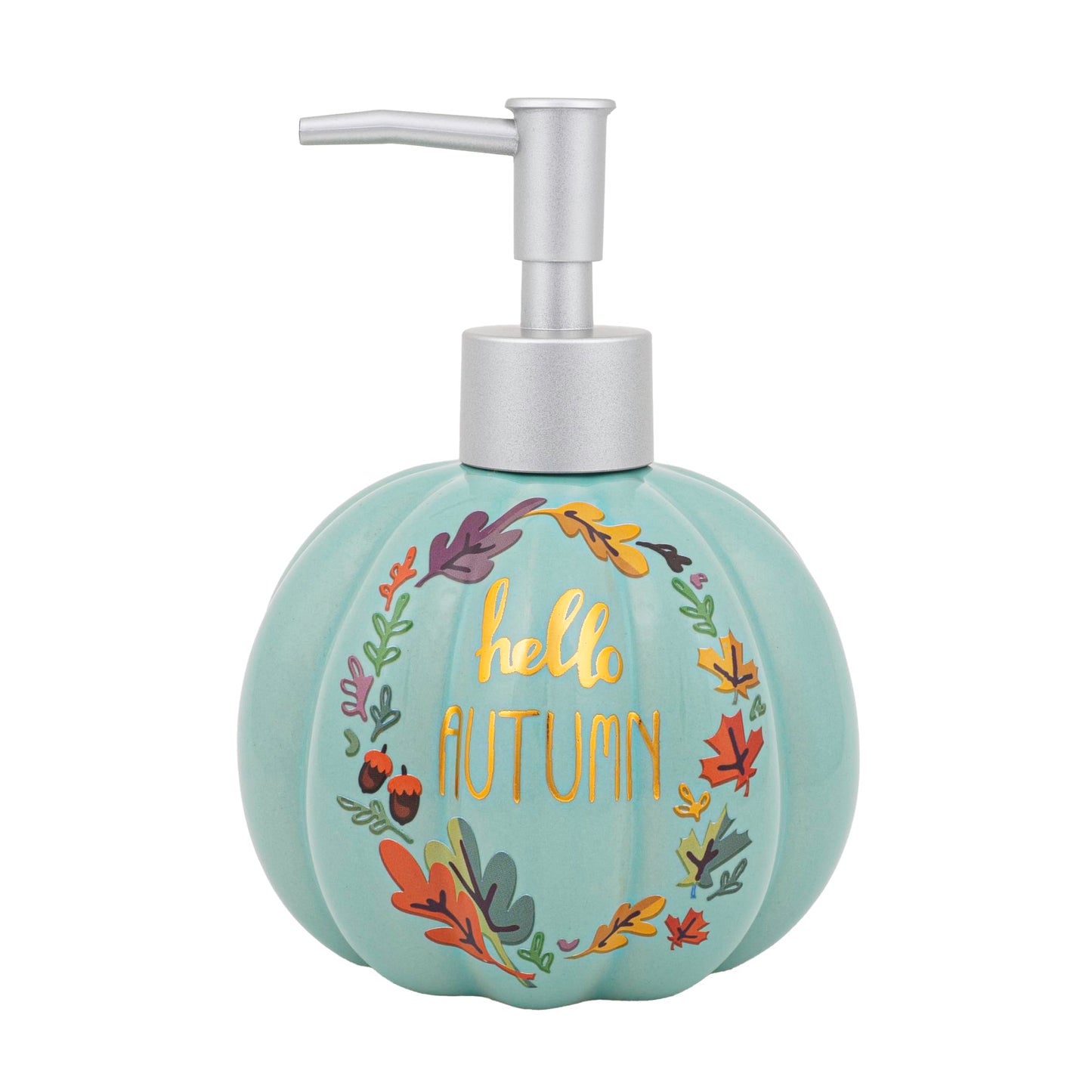 Simple Pleasures Autumn Teal Pumpkin Hand Soap Dispenser with Scented Liquid Soap - Decorative Hand Pump Refillable Soap Dispenser for Kitchen and Bathroom Sinks