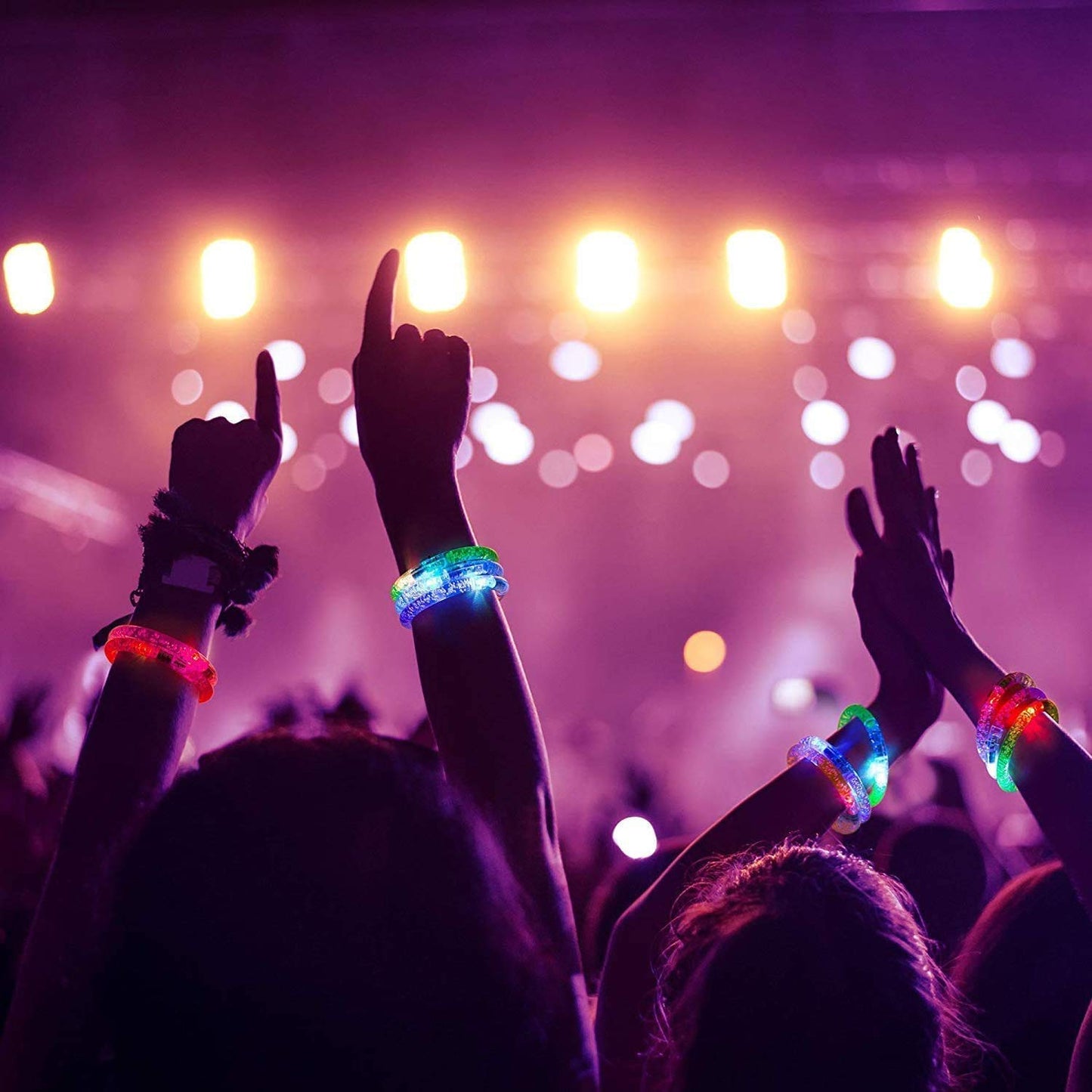 AMENON 24 Pack Glow In The Dark LED Bracelets Party Supplies for Adult, Flashing Light Up Bracelet Glow Sticks Party Favor Treasure Box Toys Classroom, Birthday, Back to School Halloween