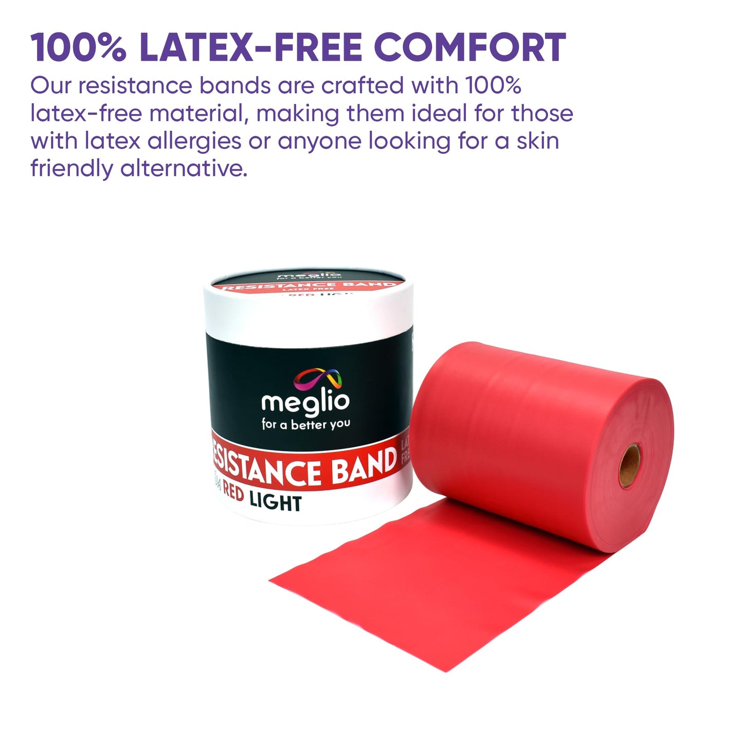 Meglio Resistance Bands Roll - Latex Free Exercise Bands for Building Strength, Pilates Band for Fitness, Flexibility, Physiotherapy, Stretching & Yoga Bands | (46 Meter)