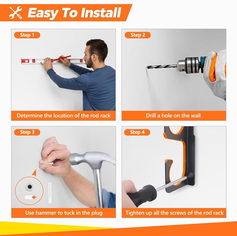 Plusinno Fishing Rod Holder - Horizontal Wall & Ceiling Mount | Aviation Aluminum, Holds Up to 20 Rods