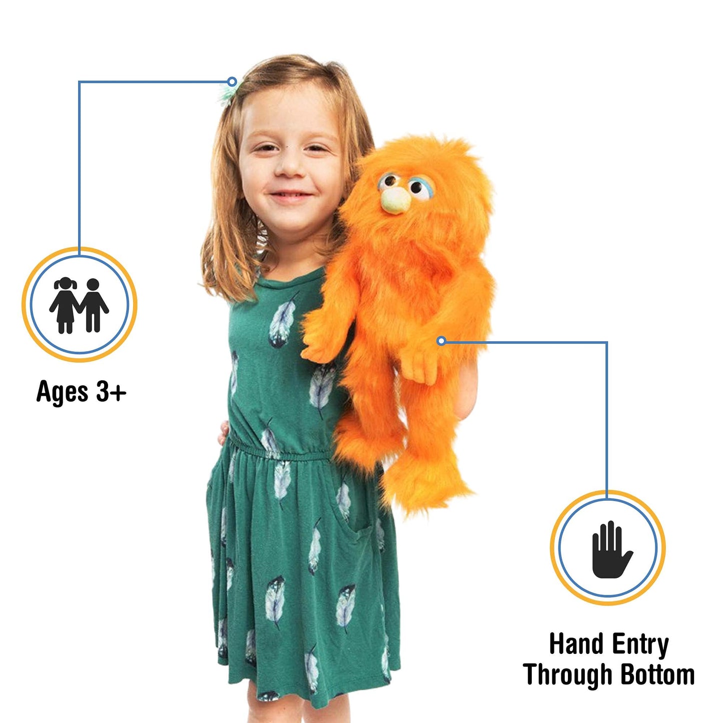 Orange Monster, Hand Puppet, by Silly Puppets, 35cm