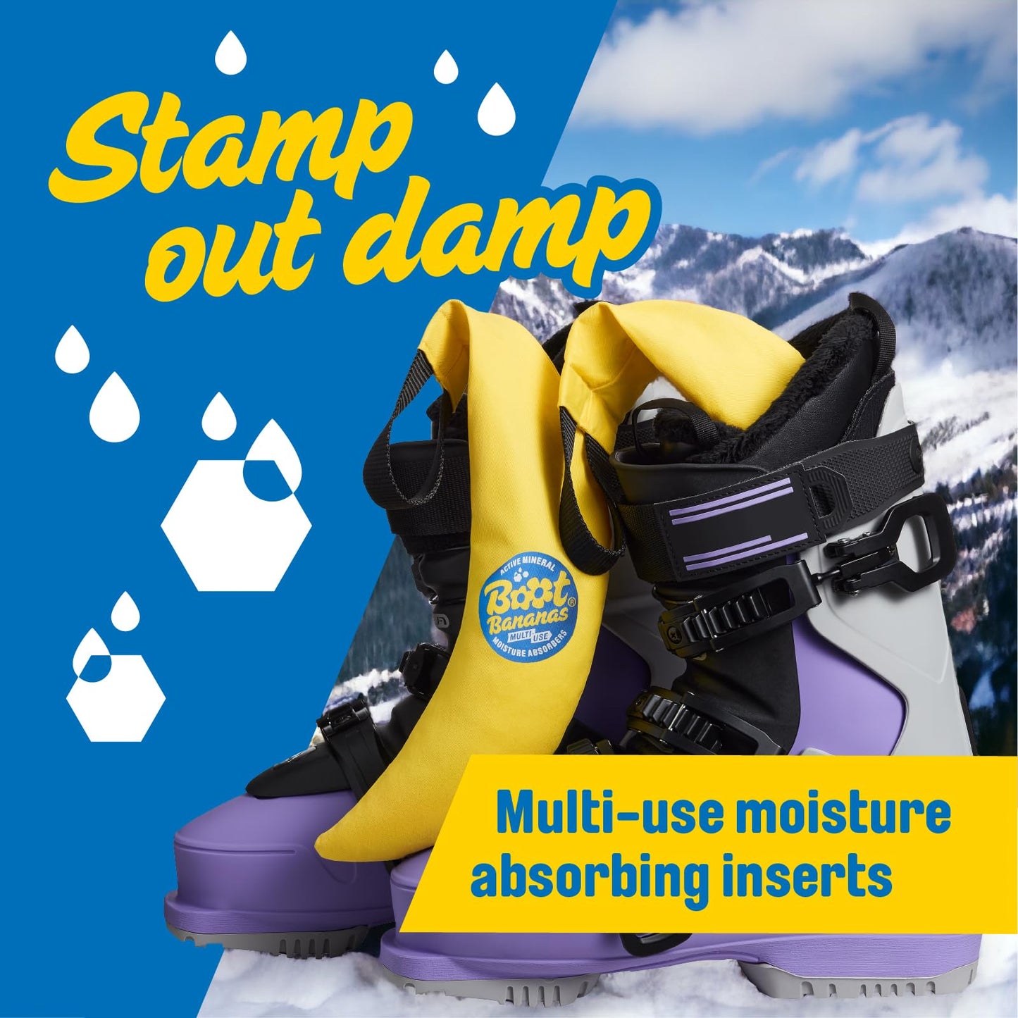 Boot Bananas Active Mineral Moisture Absorbers – Heat-Free Drying Inserts for Wet Hiking Boots, Ski Boots, Trainers & Outdoor Gear – Combat Damp, Odour & Footwear Funk – Lasts up to 12 Months