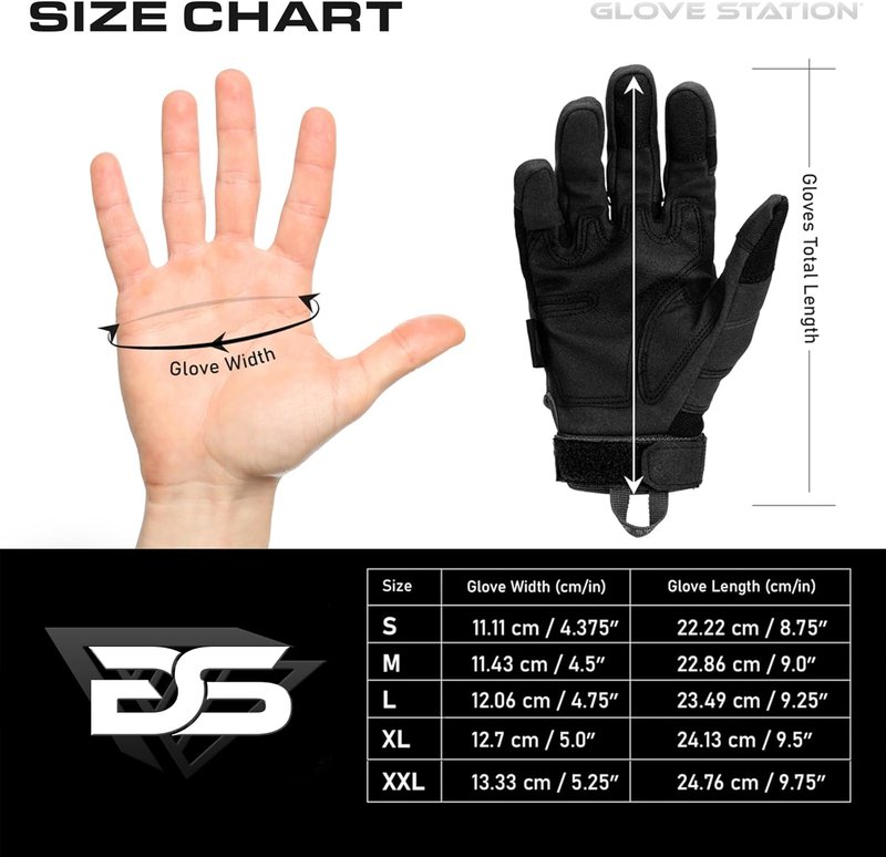 Touchscreen Utility Gloves for Men - Hard Knuckle Protection for Motorcycle, Airsoft & Outdoor Work | Black, Large