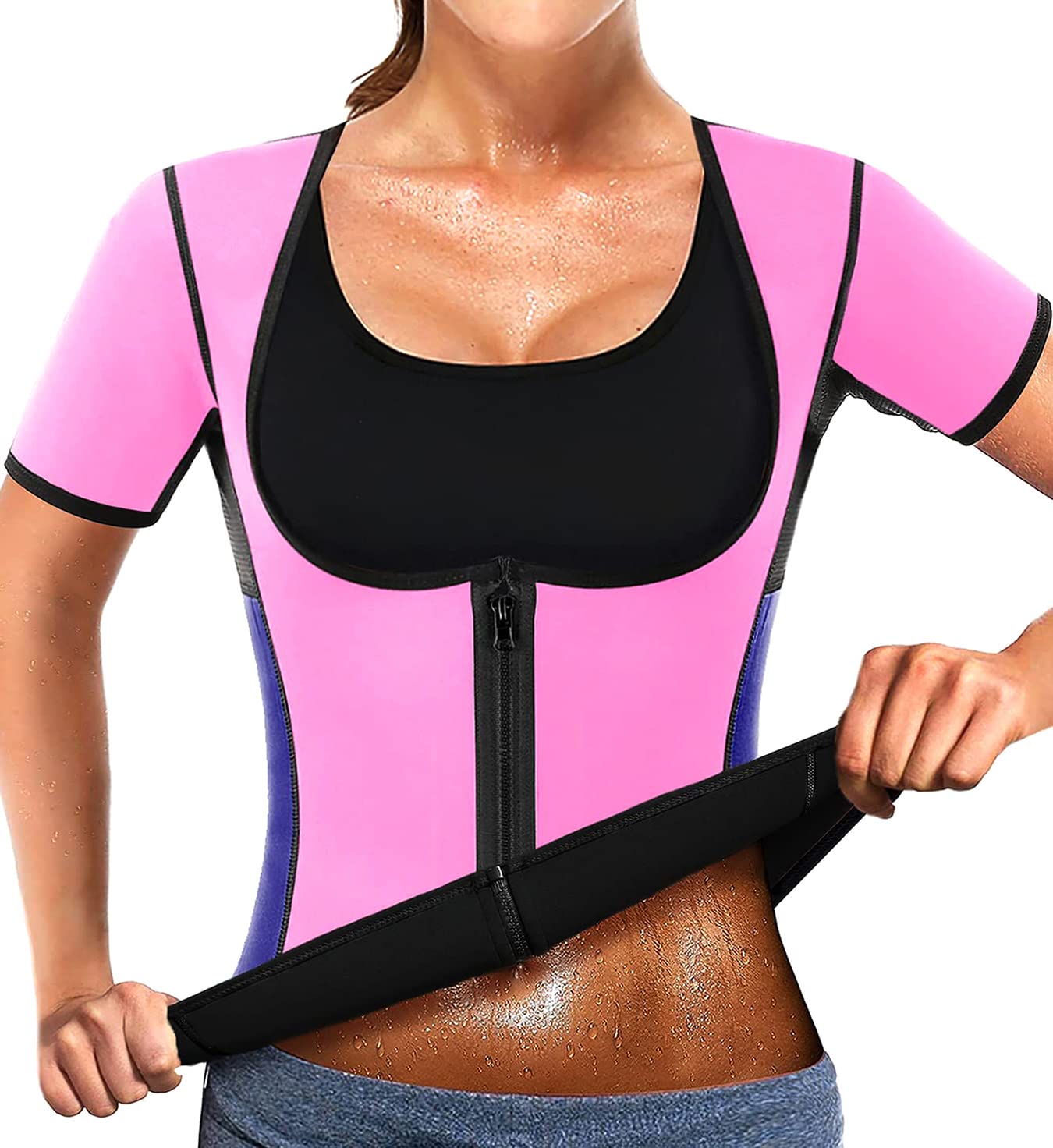 NonEcho Women Sauna Sweat Suit Sleeve Spa Cami Hot Neoprene Slimming Workout Vest Body Shaper Waist Trainer Top