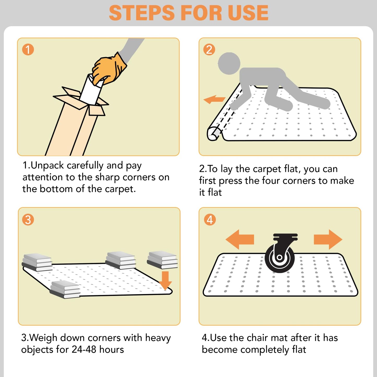 Office Chair Mat for Carpet, 48" x 60" Clear Desk Chair Mat with Lip, Heavy Duty Plastic Floor Protector for Low Pile Carpet, Smooth Easy Glide Under Desk for Office or Home