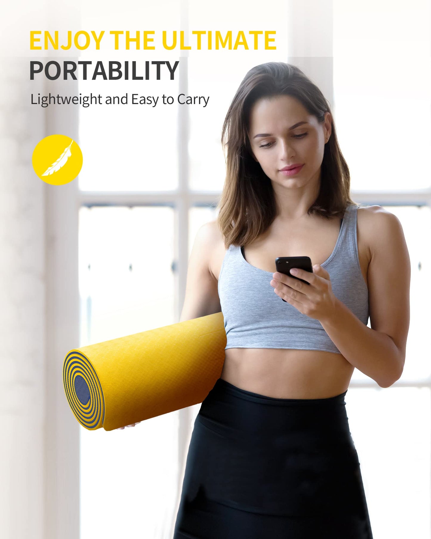 CAMBIVO Yoga Mat for Women Men Kids, 1/3 & 1/4 & 2/5 Inch Extra Thick Yoga Mat Non Slip, 72" x 24" TPE Yoga Mats, Workout Mat with Carrying Strap for Yoga, Pilates and Floor Exercises