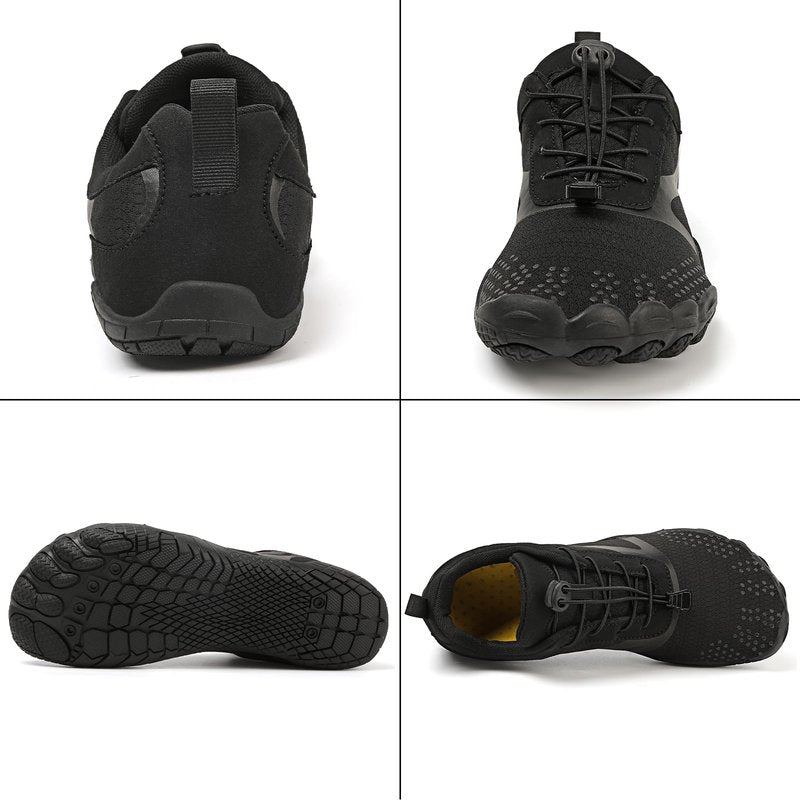 todaysunny Barefoot Shoes Mens Womens Minimalist Cross Training Shoes with Wide Toe Box Athletic Zero Drop Trail Walking Hiking Running Sneakers Black