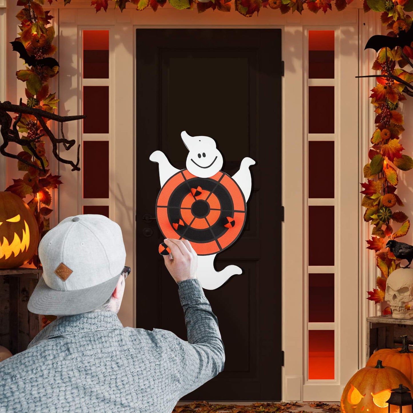 Ghost Dart Board with Sticky Balls for Halloween, Spliceable Dart Board Kit Misc Games Halloween Toy