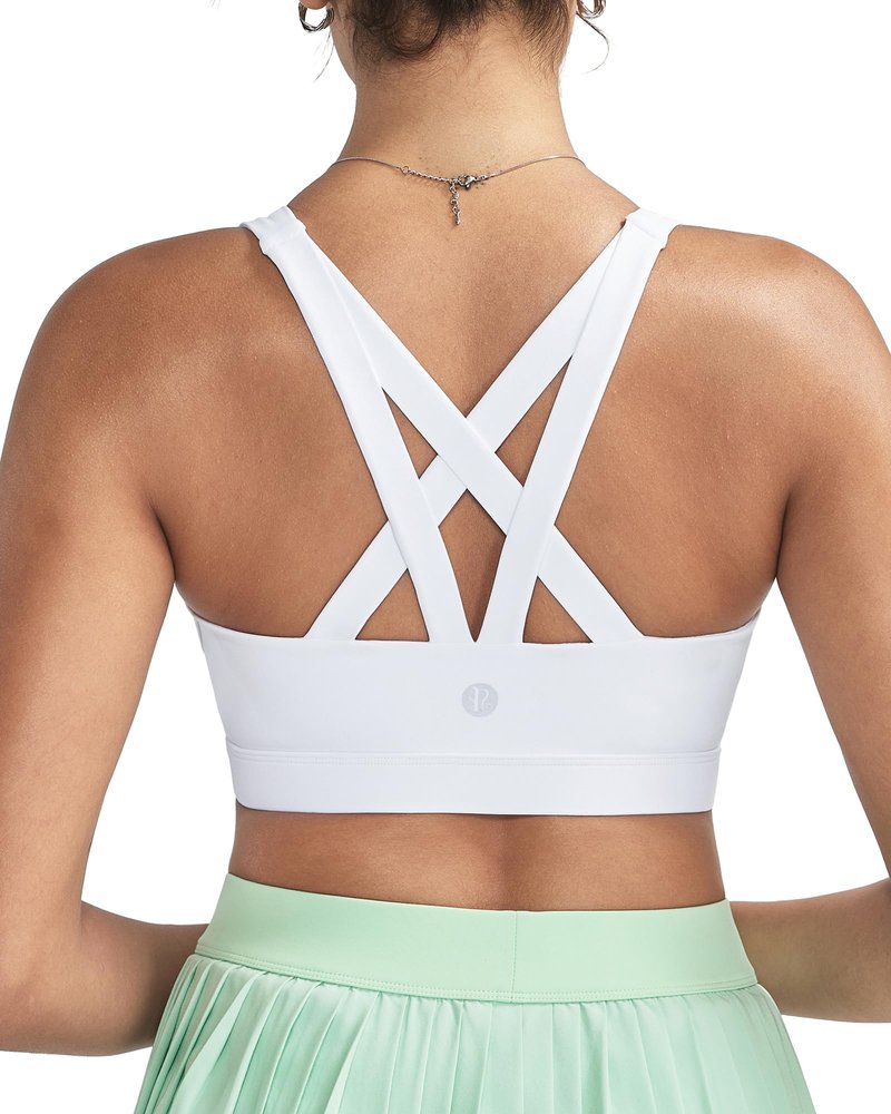 RUNNING GIRL Sports Bra for Women, Criss-Cross Back Padded Strappy Sports Bras Medium Support Yoga Bra with Removable Cups