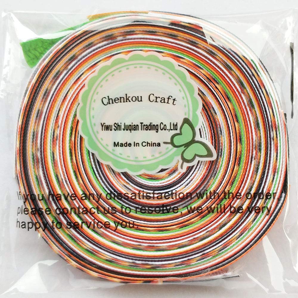 Chenkou Craft Assorted 15 Yards 3/8" (10mm) Grosgrain Ribbon DIY Craft Accessory Halloween Ribbons