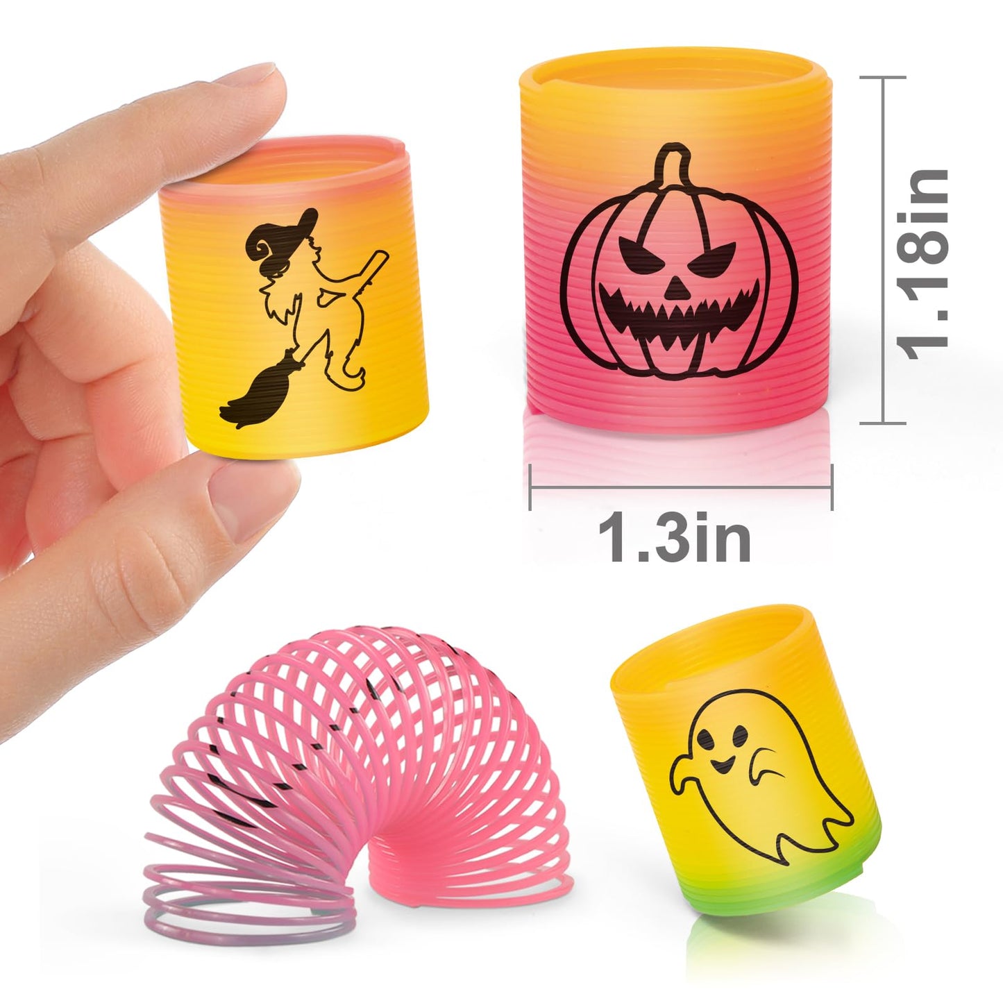 CLEVERZONE 36 Packs Spring Rainbow Magic Fidget Stress Coil Mini Springs Bulk Toys Party Favor Birthday Carnival Prize Goodie Bag Stuffers For Kids Boys Girls (Halloween)