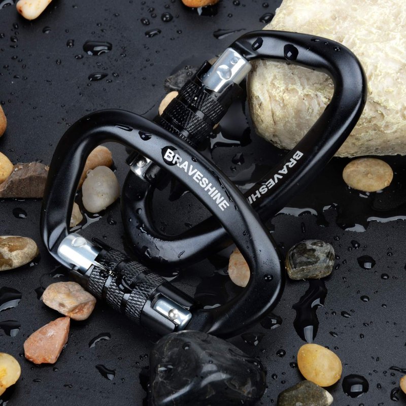 Aluminum Locking Carabiners D Shape Buckle Hooks for Hammocks or Dog Leash Use