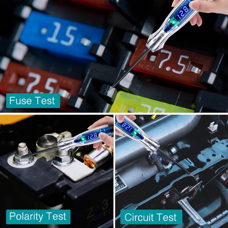AWBLIN Automotive Test Light 3-60V DC Digital LED Circuit Tester, Heavy Duty Light Tester with Voltmeter, Auto Bidirectional Voltage Tester Electric Test Pen