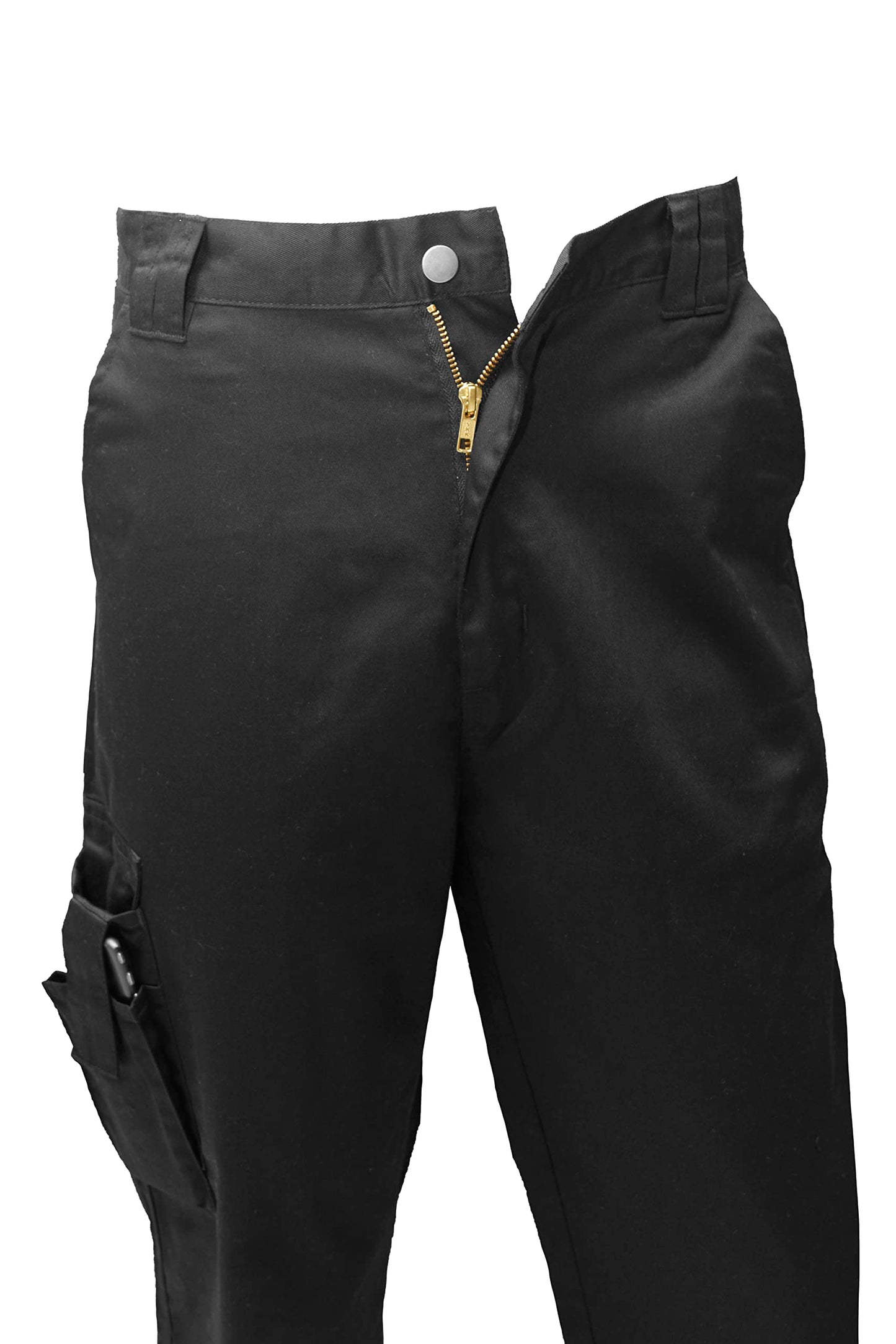 FNT Workwear Black Multi Pockets Men Cargo Combat Work Trousers Work Pants with Button & Zip Fly (32W / 29L, Black)