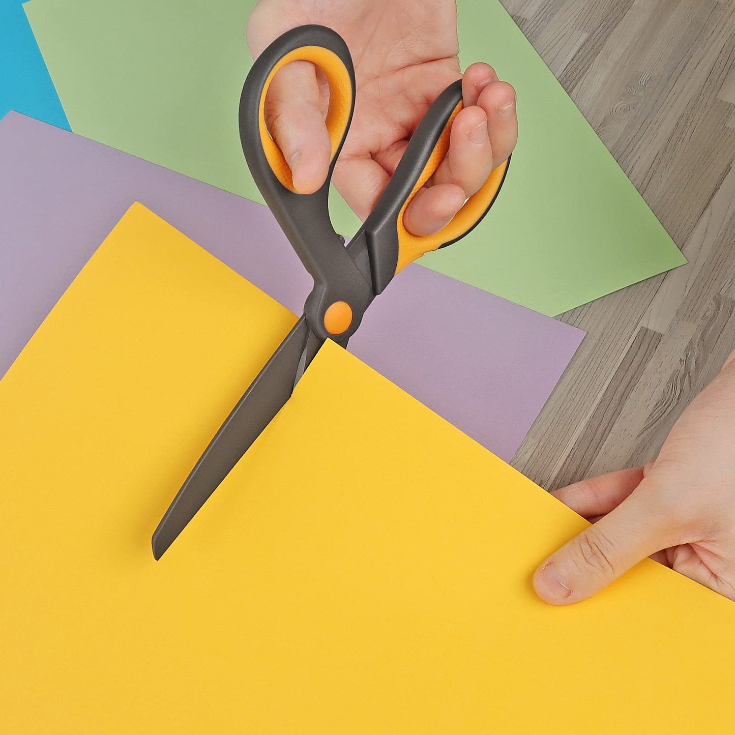 KUONIIY Scissors 8 Inch Ultra Sharp Titanium Coating Blades Soft Comfort-Grip Handles Multi-Purpose Scissors Set of 4