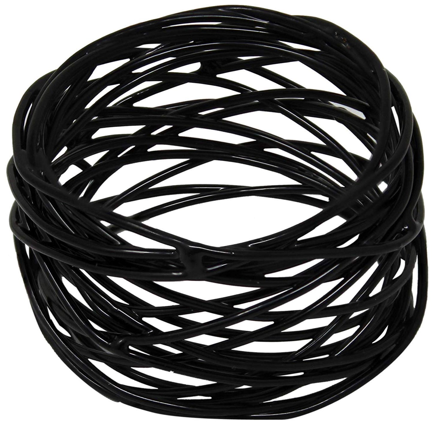 Kaizen Casa Handmade Decorations Black Napkin Rings Set of 12 Metal Mesh for Weddings Dinner Parties or Every Day Use (Black, 12)