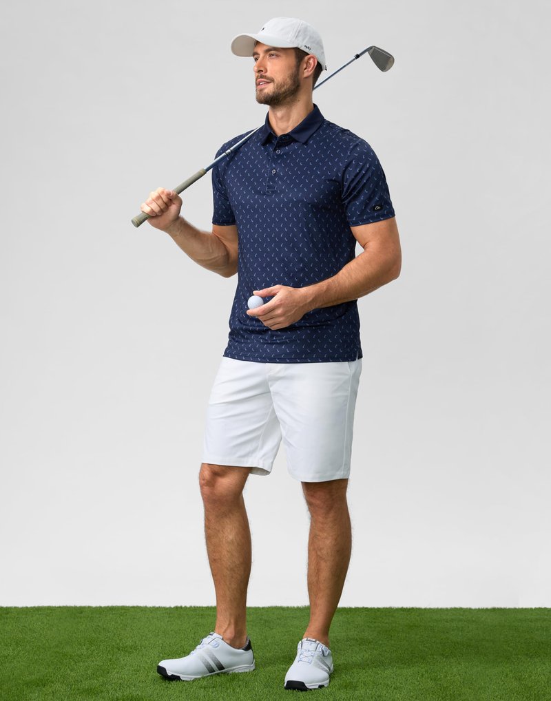 Obla Mens Golf Polo Shirts Short Sleeve Dry Fit Performance Moisture Wicking Casual Print Collared Golf Shirts for Men(Navy Golf Swing_4XL)