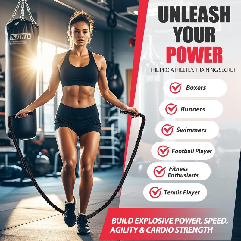 KUZARO Jump Rope, Weighted Jump Rope for Women, 3LB Adult Skipping Rope for Fitness, Home Gym Workout Equipment, Heavy Exercise Jumpropes for Weight Loss, Shape body, Strength Training, Total Body Workout