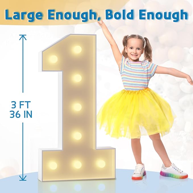 Marquee Numbers 3 Feet Tall Large Light Up Numbers 25th Birthday Decorations Girl Boy Big Yellow Light Outdoor Anniversary Decorations Balloon Arch Kit Party Backdrop 25