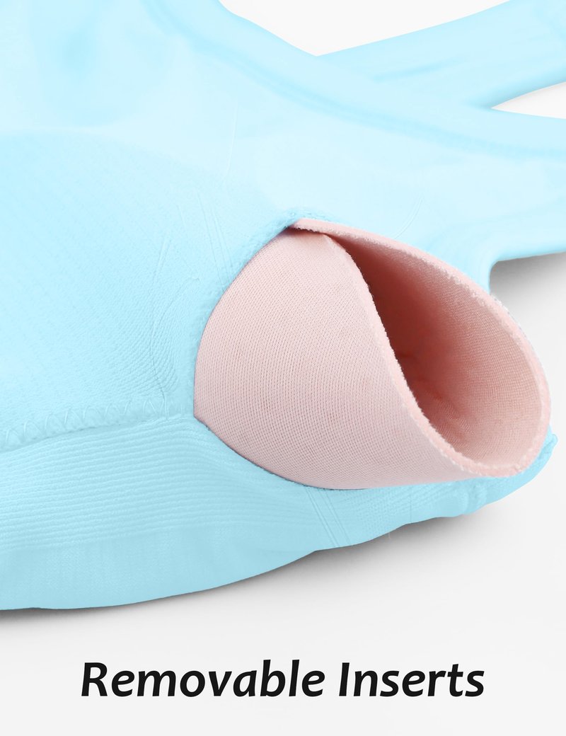 MathCat Workout Tank Tops for Women with Built in Bra, Sleeveless Gym Tops Seamless Racerback Athletic Yoga Shirts Sky Blue