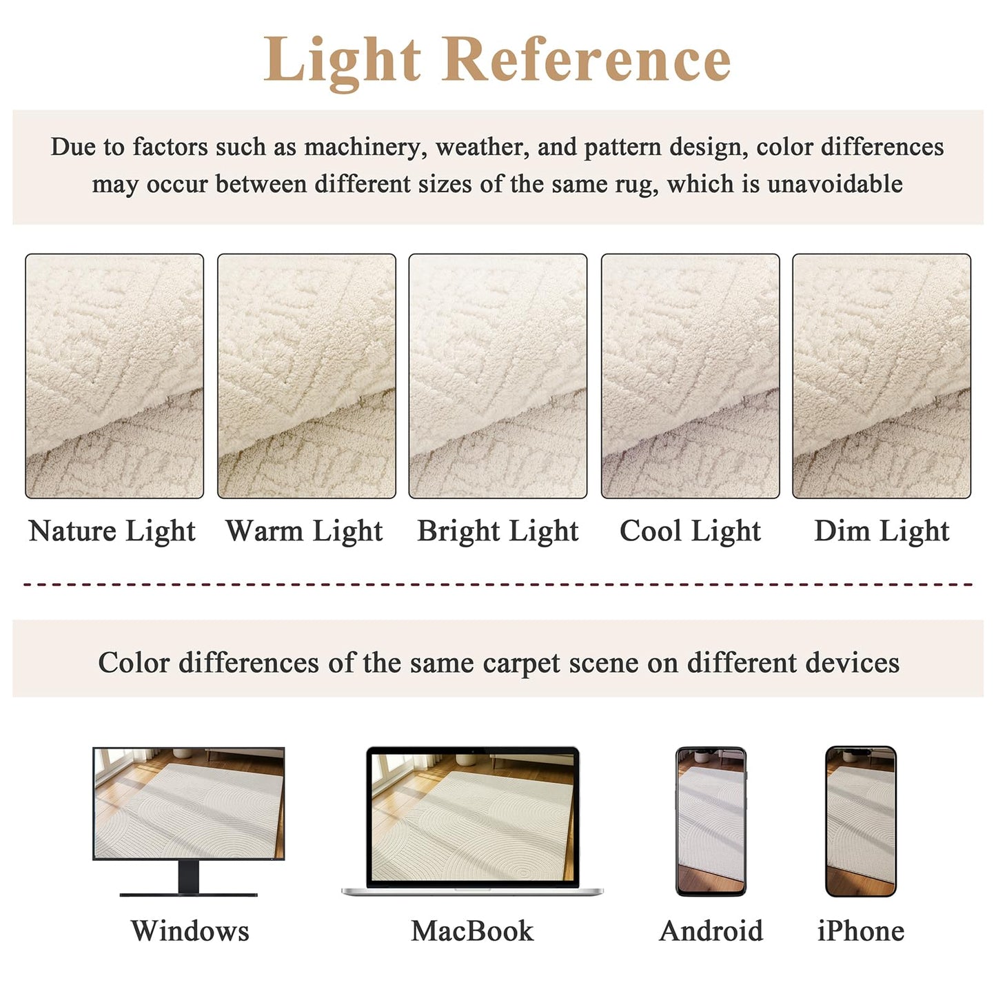 U'Artlines 8x10 Beige Washable Area Rug for Living Room, Soft Fluffy High Low Textured Carpet, Modern Neutral Geometric Non Slip Rugs for Bedroom Dining Room Kids Room