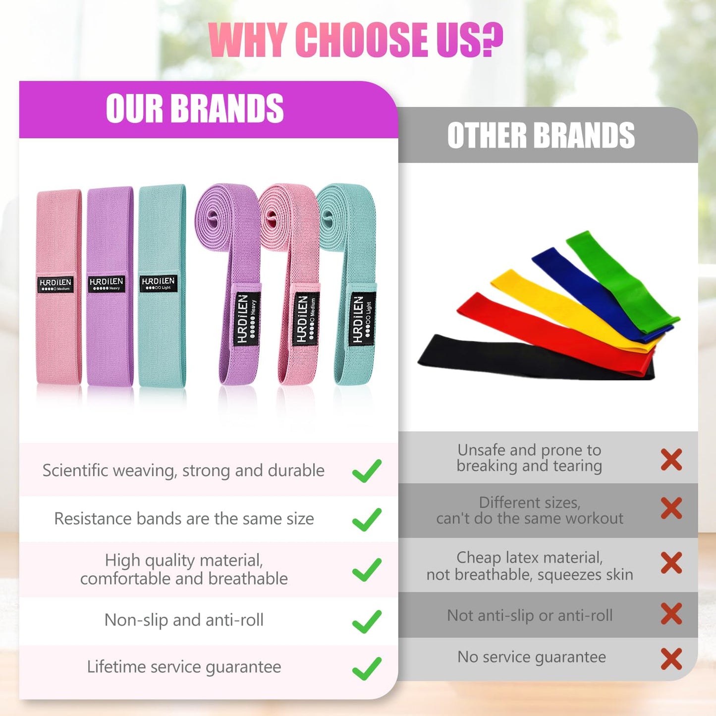 Hurdilen Resistance Bands for Working Out Set, 3 Pcs Pull Up Bands and 3 Pcs Assistance Bands with Door Anchor for Legs, Glutes, Hip, Fabric Loop Bands Workout Bands Resistance for Gym, Home, Office