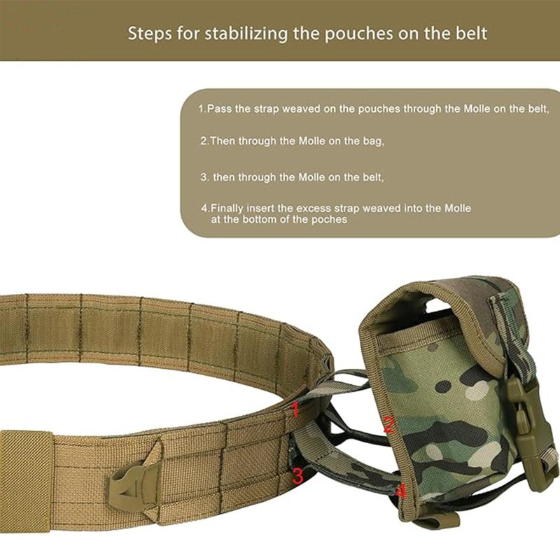 PIKEON Tactical Belt Battle Law Enforcement Molle Airsoft Duty Belt Quick-Release with Pouches 8 in 1 (CAMOU)
