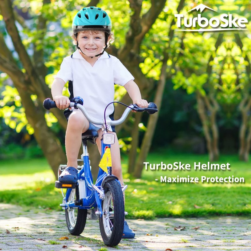 TurboSke Toddler Kids Bike Helmet, Multi-Sport Helmet Size Adjustable for Boys and Girls (Aqua Blue, Small: 48-52cm/18.8"-20.5")