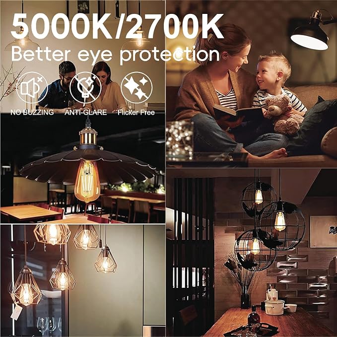 LED Light Bulbs Edison dimmable Bulbs Warm White 2700K Light Bulbs,E26 Base Energy Saving Equivalent 60W Incandescent watt,Antique Glass Style for Home, Bedroom. (2700k Warm White, 12-Pack)